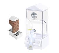 Alimentatore per Pappagalli da Gabbia | Mangiatoia Automatica Per Uccelli Esterna Gabbia - Contenitore Cibo Antischizzi Trasparente | Per Cortile Balcone Terrazza Recinzione