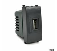 Alimentatore presa USB 5V 2A nero compatibile Vimar Plana