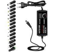 Alimentatore regolabile 3 V-24 V, adattatore di alimentazione universale, 2 A, 48 W, adattatore di alimentazione regolabile da 100 V-240 V AC a DC con indicatore di tensione LED e 5,5 x 2,5 mm, 14