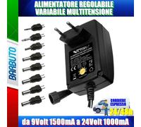 ALIMENTATORE REGOLABILE VARIABILE MULTITENSIONE DA 9 A 24 VOLT