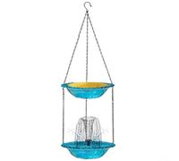 Alimentatore solare per colibrì da cortile con zone di alimentazione e balneazione coordinate per un maggiore coinvolgimento degli uccelli (blu)