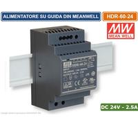Alimentatore HDR-60-24 Volt Mean Well Trasformatore Led Power Supply Barra Din