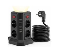 Alimentatore SPTS Tower Power Strip con protezione da sovratensioni, 8 prese, 4 interruttori individuali