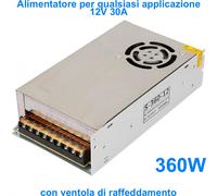 ALIMENTATORE STABILIZZATO 12V 220V 30A TRASFORMATORE SWITCH TRIMMER CON VENTOLA
