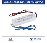 Alimentatore Switching 60W 24Vdc 2.5A Singola Uscita LPV-60-24 IP67 MEANWELL