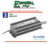 ALIMENTATORE TRASFORMATORE 100W 8.3A DC12V AC240V METALLO IP67 STRIP LED ELMARK