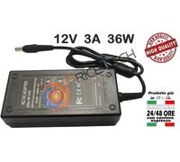 ALIMENTATORE TRASFORMATORE 12V 3A 36W X STRISCIA LED TELECAMERE DVR STABILIZZATO