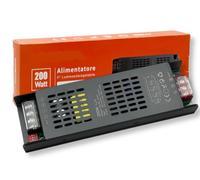 ALIMENTATORE TRASFORMATORE SLIM METALLICO STABILIZZATO SWITCHING DIMMERABILE 220V-12V 16.6A 200 WATT COLORE NERO IP20