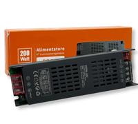 ALIMENTATORE TRASFORMATORE SLIM METALLICO STABILIZZATO SWITCHING DIMMERABILE 220V-24V 8.33A 200 WATT COLORE NERO IP20