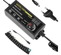 Alimentatore universale 3-24 V, adattatore di alimentazione regolabile 72 W, alimentatore regolabile, caricatore adattatore universale con indicatore di tensione LED e 14 punte, per elettronica