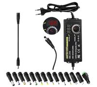 Alimentatore universale 3 V-24 V, 3 A, 72 W, alimentatore regolabile con indicatore di tensione LED e 14 consigli per elettronica domestica 3 V-24 V, adattatore di alimentazione regolabile 100 V-240 V