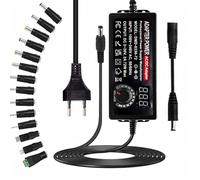 Alimentatore Universale 3V-36V, 2A 72W Caricabatterie Universale, 100V-240V AC a DC Adattatore di Alimentatore Regolabile con 14 Punte e Indicatore di Tensione LED Per 3V-36V Elettronica