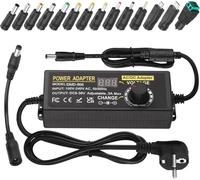 Alimentatore Universale 9V-36V 3A, 9V-108V Adattatore di Alimentazione Regolabile AC/DC,100 V-240 V AC a DC con 14 Adattatori per Elettrodomestici, illuminazione a LED, DVD, Monitor TFT e Altoparlanti