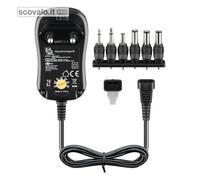 Goobay 67951 Alimentatore universale 3V - 12V max 12 W con adattatore 2x spina jack e 4x spina DC 1000 mA, plug-in Nero