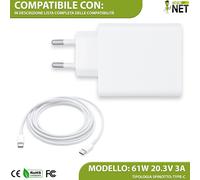 Alimentatore USB-C 61W compatibile HP 14-d6 14-ed 14-eg 15-fd
