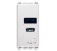 Alimentatore USB doppio modulo 15W 5V Vimar 20292.AC.15.B bianco