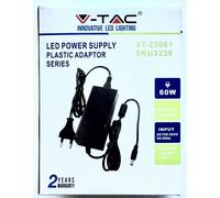 V-TAC ALIMENTATORE PER STRISCE LED 60W 12 V IN PLASTICA COLORE NERO VT-23061 323
