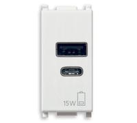 Alimentatore USB A+C 5V 2,4A 1M bianco VIMAR PLANA 14292.AC.15