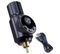 Alimentatore wireless per tatuaggi, display digitale con connettore RCA, batteria leggera ricaricabile USB, durata della batteria 8 ore, 9,9 x 6,1 x 4,1 cm
