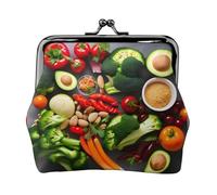 Alimento sano che stampa il piccolo portafoglio del corredo di viaggio, sacchetto compatto per le avventure di campeggio ed i viaggi di pesca, nero, Taglia unica, Art Deco