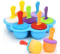 Alinana Stampi per Ghiaccioli, 7 Cavità Stampini per Gelato con Bastoncini, Senza BPA Formine per Ghiaccioli, Per Ghiaccioli e Mini Cake, Sicuro per Microonde e Lavastoviglie, Colore Blu