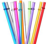 ALINK 10 cannucce in plastica riutilizzabili da 10,5 pollici senza BPA, cannucce colorate per bicchieri da 40/30/24 once e bicchieri, con spazzole per la pulizia