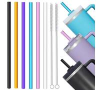 ALINK 6 cannucce riutilizzabili in plastica rigida, trasparenti di ricambio per bicchieri e bicchieri da 40/30 once, cannucce Stanley extra lunghe da 31 cm (6 colori)