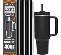 ALINK 6 cannucce riutilizzabili per Stanley Adventure Travel Tumbler, cannucce in plastica compatibili con tumbler Stanley da 40 oz Nero