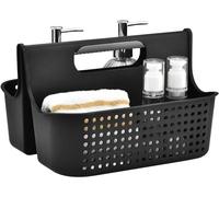 ALINK Cestello doccia in plastica a 2 scomparti, organizer multiuso per la pulizia, cestino per bricolage, cestino da scrivania, contenitore per arte e trucco, colore nero