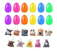 ALINUOYQ 12 Pezzi Riempitivi Pasqua Uova di Plastica con Mini Animali di Peluche, Regali per Festa di Caccia alle Uova, Neonati, Bambini, Classi, Rarità e Decorazioni