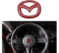 ALINZO Adesivo Coprivolante per Auto, Decalcomania Telaio con Logo Emblema, Accessori Interni per Modifica Styling, per Mazda 3 6 CX-3 CX-5 CX-9,Red