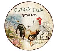 Alioyoit Targa in metallo retrò personalizzata Est Year Garden Farm Chicken divertente rotonda in metallo targa decorativa retrò metallo latta segno retrò decorazione da parete pittura per fienile