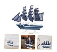 Alipis 1 Pc Ornamento per Barca a Vela da cm vasi Accessori Decorativi per la casa Nave di Barca a Vela in Legno retrò di Barca a Vela d'Epoca Tessuto Non Tessuto Blue