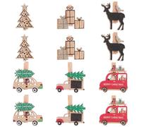 Alipis 1 Set 1 Set di Mollette di Legno Natalizie Decorazioni Invernali Piccole Decorazioni Natalizie Decorazioni di Babbo Natale Mini Mollette Natalizie Mini Clip per Foto 12 Pezzi