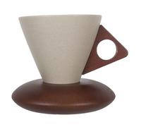 Alipis 1 set di tazze da caffè: tazza da latte in ceramica rustica da 250 ml con piattino - tazza da caffè espresso in ceramica a forma di imbuto - tazza da caffè in gres vintage per casa o ufficio