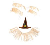 Alipis 1 Set Gonna Hawaiana Raffia per Feste Estive Costume Completo per Luau con Cappello da Strega Sicura e Leggera per Spiaggia e Festa Tema Isola