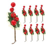 Alipis 10 Pezzi di Bacchette di Natale Riempitivo per Vasi di Natale di Fiori di Bacche Finte con Foglie