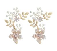 Alipis 2 forcine per capelli con fiori in foglia d'oro e perle per donne, ragazze e spose - Fermagli per capelli con fiori finti, eleganti per matrimoni, eventi, feste di compleanno, vacanze al