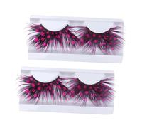 Alipis 2 paia Ciglia Finte Colorate Rosa Riutilizzabili Leggere e Comode per Trucco Halloween e Feste Stile Naturale e Affascinante
