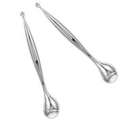 Alipis 2 Pezzi Applicatore per Area Occhi Testa Rotante 360 Gradi Argento | Punta a Cucchiaio Rullo, Impugnatura Curva Ergonomica, per Zona Sotto Occhi e Area Occhi