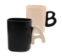 Alipis 2 Pezzi Bicchieri Portaspazzolini per Tumbler da Bagno in Plastica Leggera e Portatile Design Nero e Beige per Viaggi Casa e Dormitorio