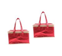 Alipis 2 Pezzi Borsa per isolamento dei frutti di mare Borsa isolata borse termiche isolate isolato sacchetti per pizza borsa scalda pizza Pellicola in alluminio cotone perlato rosso