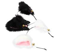 Alipis 2 pezzi Cerchietto Orecchie Gatto Plush per Cosplay e Feste Accessorio Capelli Carino per Donne e Bambine Decorazione Party e Performance Sceniche Nero e Bianco