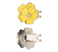 Alipis 2 Pezzi Clip Cappello da Golf a Forma di Sakura, Lega di Zinco, Giallo, Segnapalla Decorativo, Struttura Stabile, per Sessioni Social e Campo da Golf