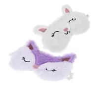 Alipis 2 pezzi Maschere per Occhi Morbide in Peluche Forma di Volpe e Coniglio da Copri Occhi con Protezione Luce Ergonomica per Dormire e Viaggi e Bianco