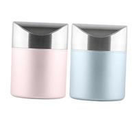 Alipis 2 Pezzi Mini Pattumiera da Tavolo Acciaio Inox Contenitore Rifiuti Auto e Desktop Compatto Resistente Copertura Rotante Colori Vivaci Opaco Rosa Oro per Ufficio e Casa