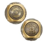 Alipis 2 Pezzi Palle Baoding in Ottone da 36mm con Rilievo Esagonale, Palla da Ginnastica per Dita, Decorazione Elegante per Soggiorno e Rafforzamento della Mano