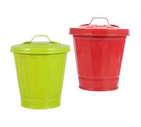 Alipis 2 pezzi Pattumiere da Tavolo in Metallo con Coperchio Mini Bidoni per Rifiuti Domestici e Ufficio Contenitori Resistenti con Apertura Ampia Design Creativo e Colori Vivaci Rosso