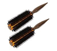 Alipis 2 Pezzi Spazzole Rotonde per Capelli Ricci Resistenti al Calore Setole di Cinghiale Manico in Legno Ergonomico Pettine Termico con Tubo in Alluminio per Styling e Asciugatura