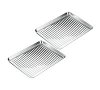 Alipis 2 pezzi Teglie da Forno in Acciaio Inossidabile Antiaderenti e Resistenti per Pizza Pane e Biscotti Teglie Quadrate per Cottura Facile e Pulizia Veloce